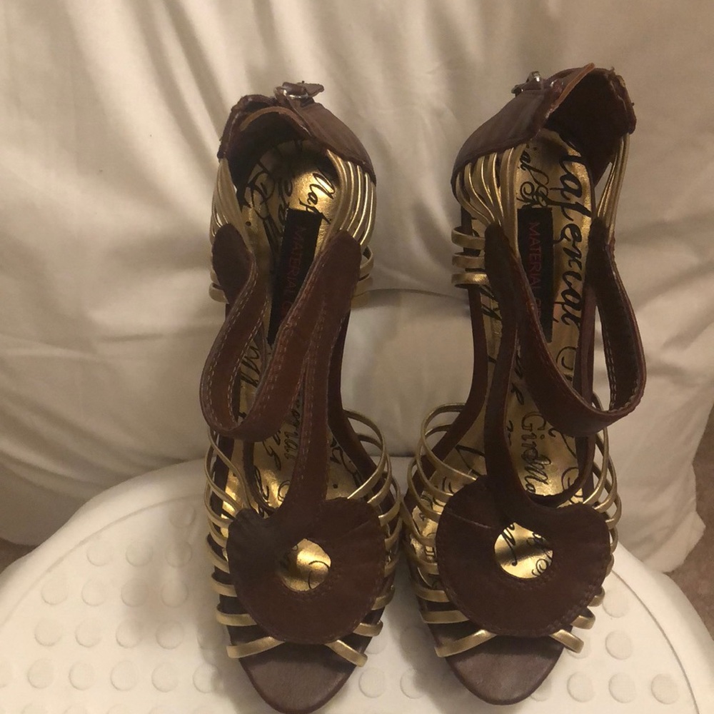 Brown and gold sandals